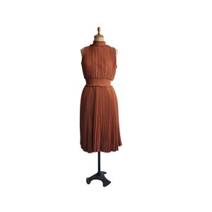 Nanette Lepore mock neck pleated fit and flare dress Sz6